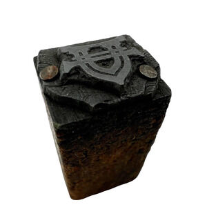 Vintage Crest Symbol Letterpress Printers Block, Small Measures .5x.5 inches